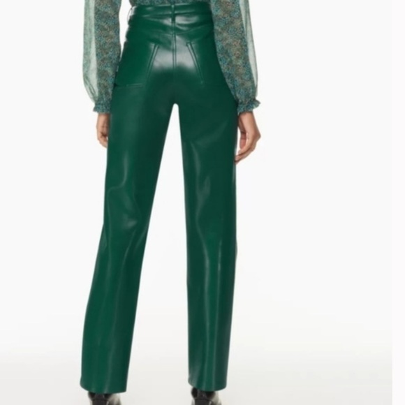 Women’s WILFRED Aritzia stretchy faux leather high waisted green pants size 2 - Picture 14 of 15